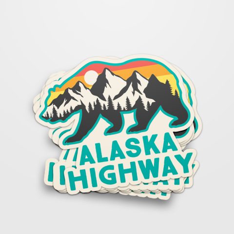 Alaska Highway Bear Mountain scape Sticker