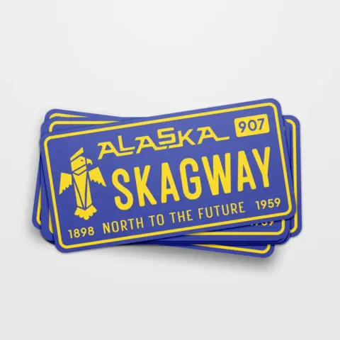Alaska Old School License Plate Skagway